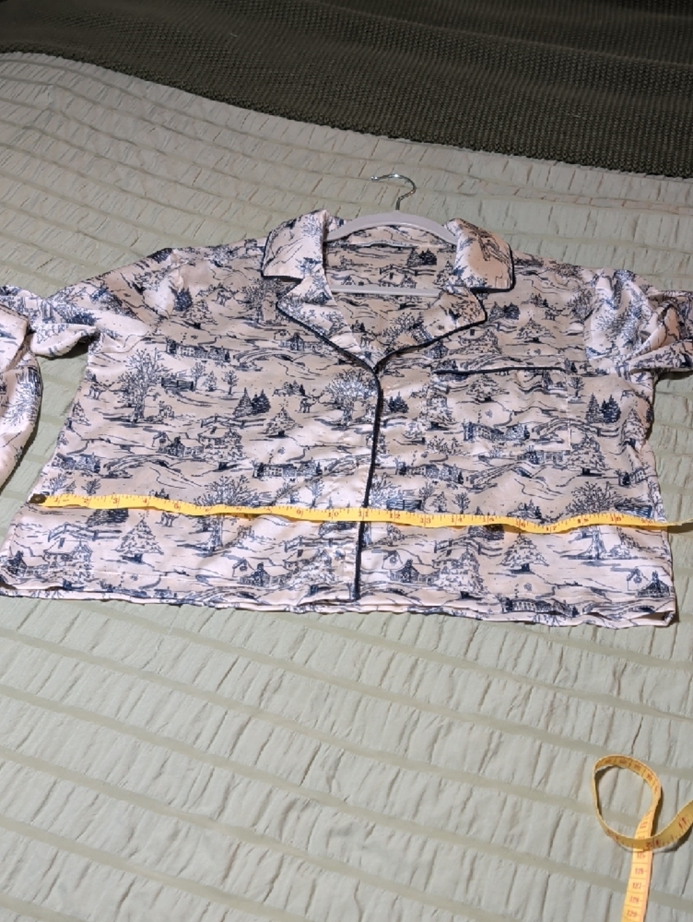 Abercrombie & Fitch Blue and Cream Toile Sleep Shirt Pajama Set - Picture 10 of 16
